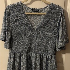 BloomChic Navy Floral Smocked Top
